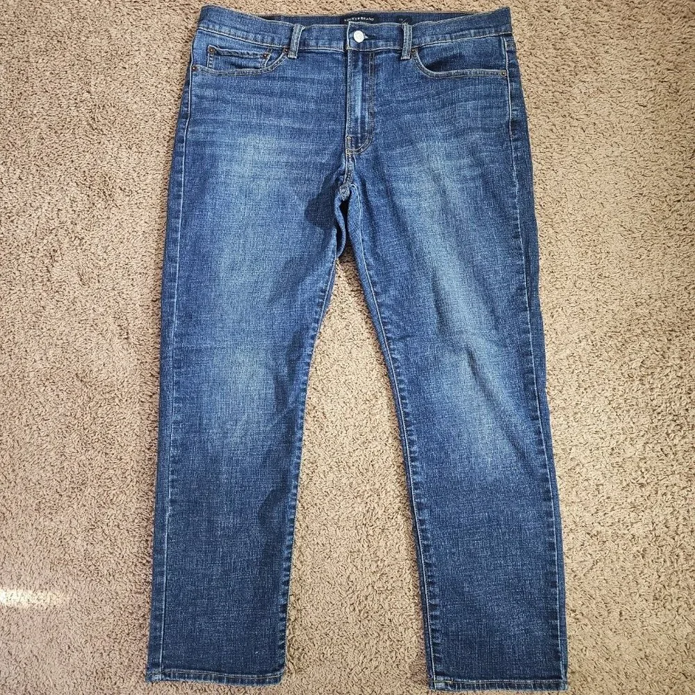 Lucky Brand 121 Slim Straight Jeans Men Tag 36x30 Act 38x28.5 Blue Stretch Denim - Picture 1 of 13